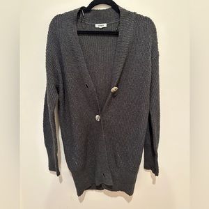 Garage long dark gray button up sweater